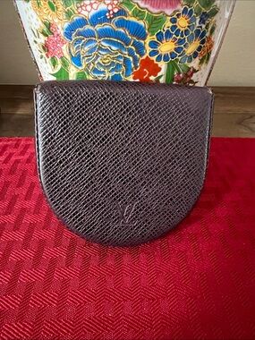 Louis Vuitton Dark Brown Textured Half-Moon Coin Pouch
